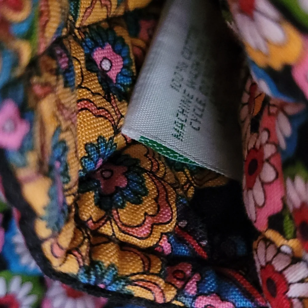 Vera Bradley Black Multicolor Floral Quilted Hobo Bag